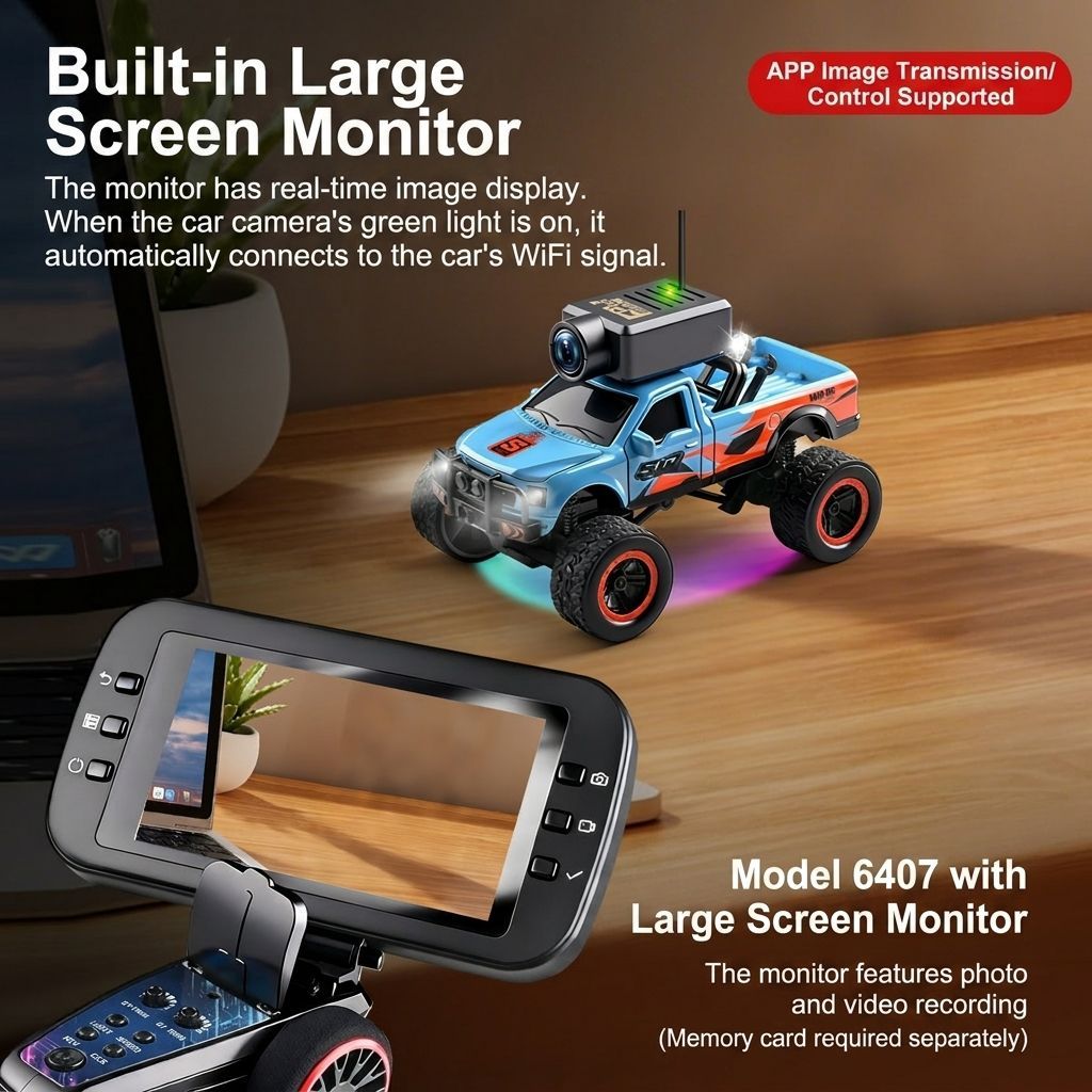 Built-in large screen monitor with real-time video